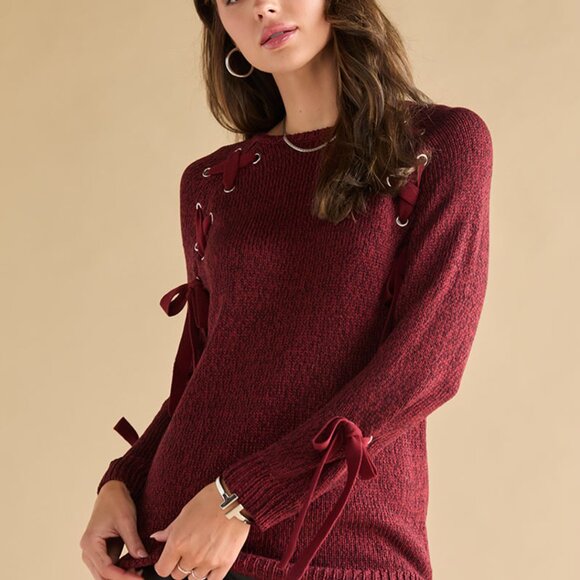 Chic lace-up ribbon sweater (brand new!) - Picture 14 of 16